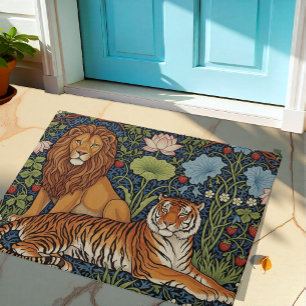 Majestic Lion and Tiger Art, Dschungel, Lotus, Tie Fußmatte