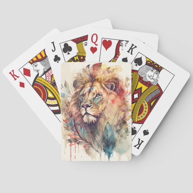 Majestic LION Beautiful Illustriert Spirit Animal Spielkarten (Rückseite)