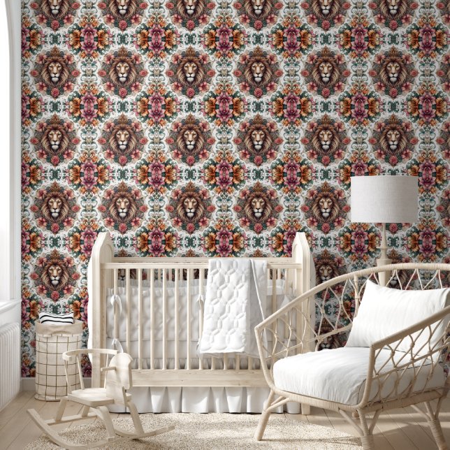 Majestic Lion & Boho Floral Harmony Tapete (Kinder)