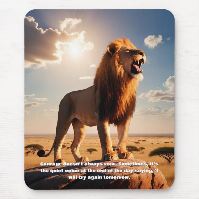 Majestic Lion Courage Inspiriere Motivierend Mousepad (Vorne)