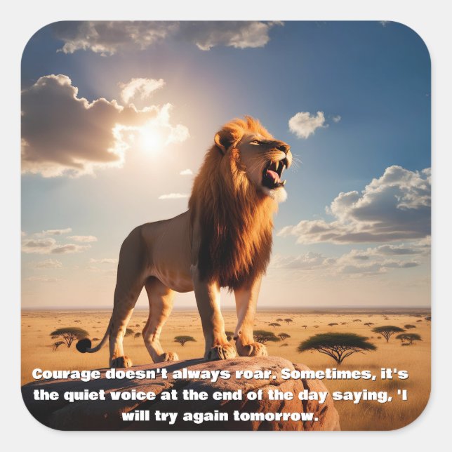 Majestic Lion Courage Inspirierend Geschenk Motivi Quadratischer Aufkleber (Vorderseite)