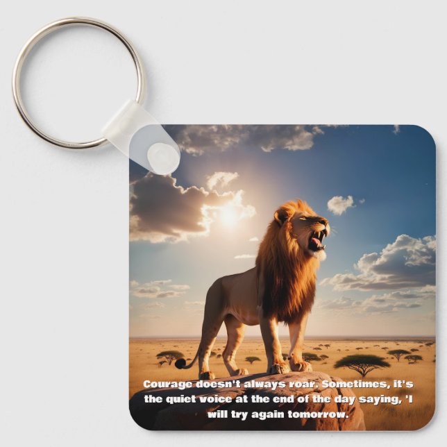 Majestic Lion Courage Inspirierend Geschenk Motivi Schlüsselanhänger (Vorderseite)