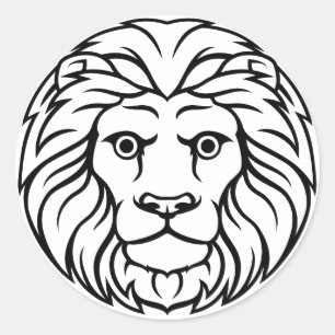 Majestic Lion Design T-Shirt - Bold & Fierce St Runder Aufkleber