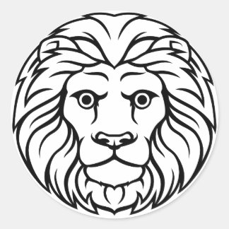 Majestic Lion Design T-Shirt - Bold & Fierce St Runder Aufkleber