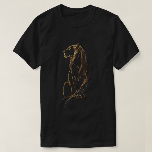 Majestic Lion Design T - Shirt - Goldene Kontur au (Design vorne)