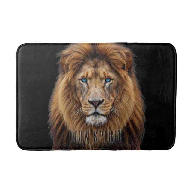 Majestic Lion Face with Blue Eyes | Wildlife Anima Badematte (Vorderseite)