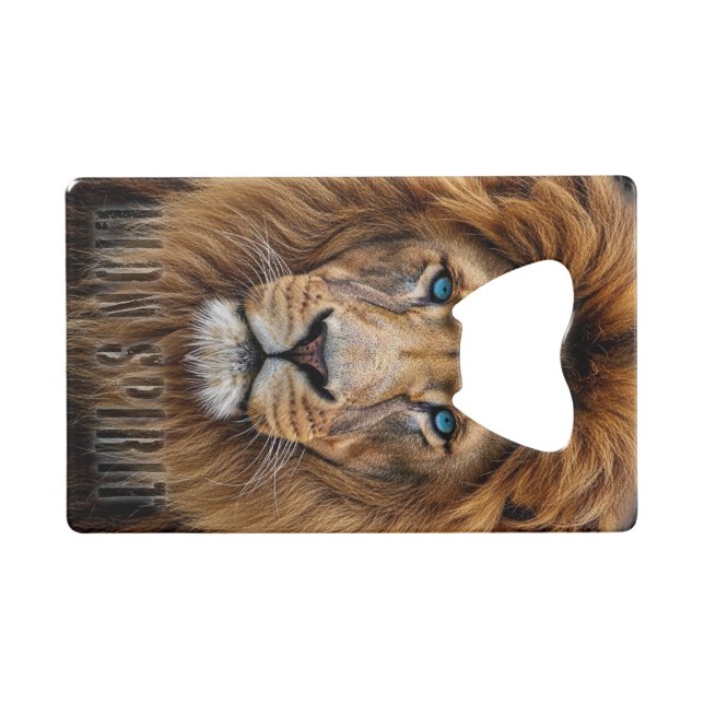 Majestic Lion Face with Blue Eyes | Wildlife Anima Geldbeutel Flaschenöffner (Vorderseite (Horizontal))