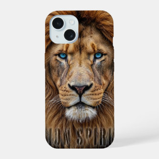 Majestic Lion Face with Blue Eyes | Wildlife Anima iPhone 15 Hülle