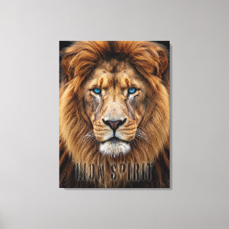 Majestic Lion Face with Blue Eyes | Wildlife Anima Leinwanddruck