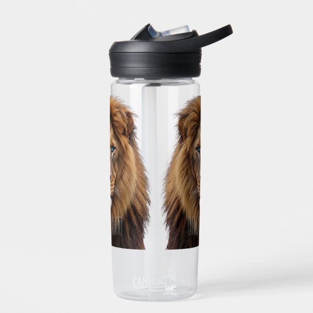 Majestic Lion Face with Blue Eyes | Wildlife Anima Trinkflasche (Links)