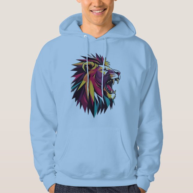 "Majestic Lion Hoodie - Roar with Style" (Vorderseite)