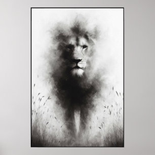 Majestic Lion in Gentle Mist Poster
