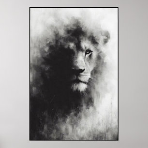 Majestic Lion in Gentle Mist Poster