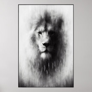 Majestic Lion in Gentle Mist Poster