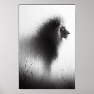 Majestic Lion in Gentle Mist Poster