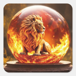 Majestic Lion: König der Wilden Quadratischer Aufkleber