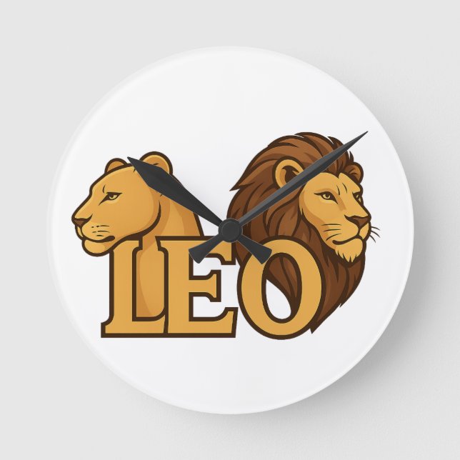 Majestic Lion & Lioness Fusion - Bold Wildlife Runde Wanduhr (Vorderseite)
