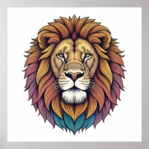 Majestic Lion of Color Poster