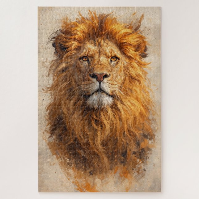 Majestic Lion Portrait – Golden Power Puzzle (Vertikal)
