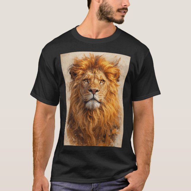 Majestic Lion Portrait – Golden Power T-Shirt (Vorderseite)