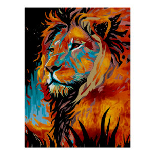 Majestic Lion Protection Forests Poster