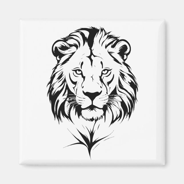 Majestic Lion Silhouette in Bold Vector Art Magnet (Vorne)