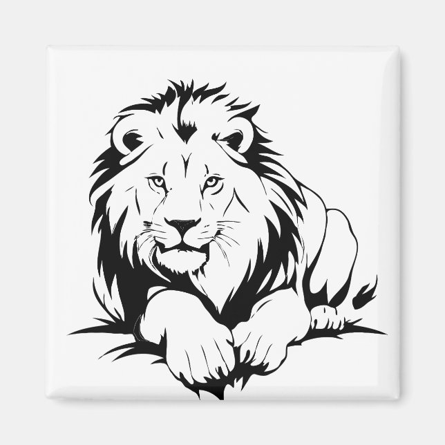 Majestic Lion Silhouette in Bold Vector Art Magnet (Vorne)
