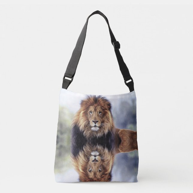 Majestic Lion und Reflektion Tragetaschen Mit Langen Trägern (Vorderseite)