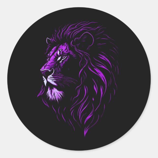 Majestic Lion's Face Classic Round Sticker (Vorderseite)