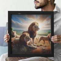 Majestic Lions Roaming mit der Savanna