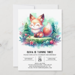 Majestic Little Fox Geburtstag digital Einladung