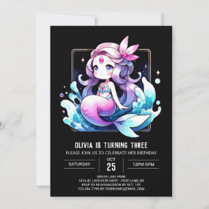 Majestic Little Mermaid Birthday Einladung