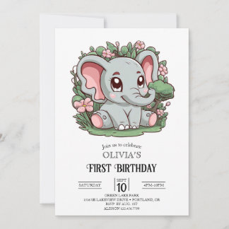 Majestic Magic Elephant 1. Geburtstag digital Einladung