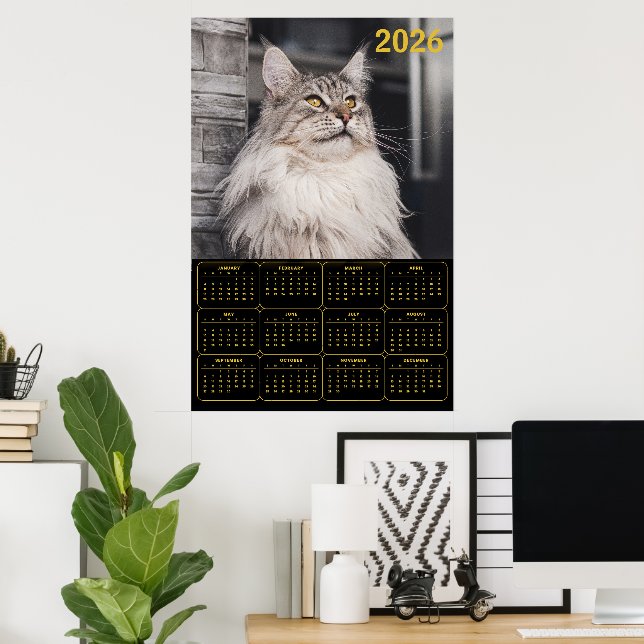 Majestic Maine Coon Cat – 2026 Wall Calendar  Poster (Heimbüro)