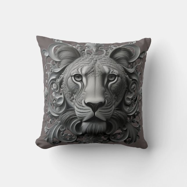 Majestic Mane: Löwenkopfkissen Kissen (Vorderseite)