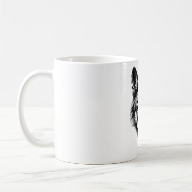Majestic Maned Wolf Head Design Kaffeetasse (Links)