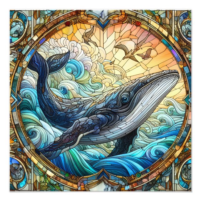 Majestic Marine Mosaik A Stainted Glass Whale Fotodruck (Vorne)
