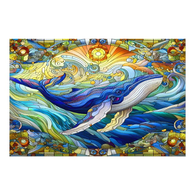 Majestic Marine Mosaik A Stainted Glass Whale Fotodruck (Vorne)