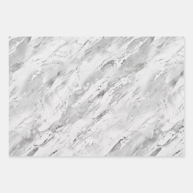 Majestic Marmor Impressionen Grau Geschenkpapier Set (Vorderseite)