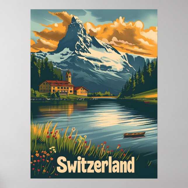 Majestic Matterhorn: Lakeside Bliss in Schweiz Poster (Vorne)