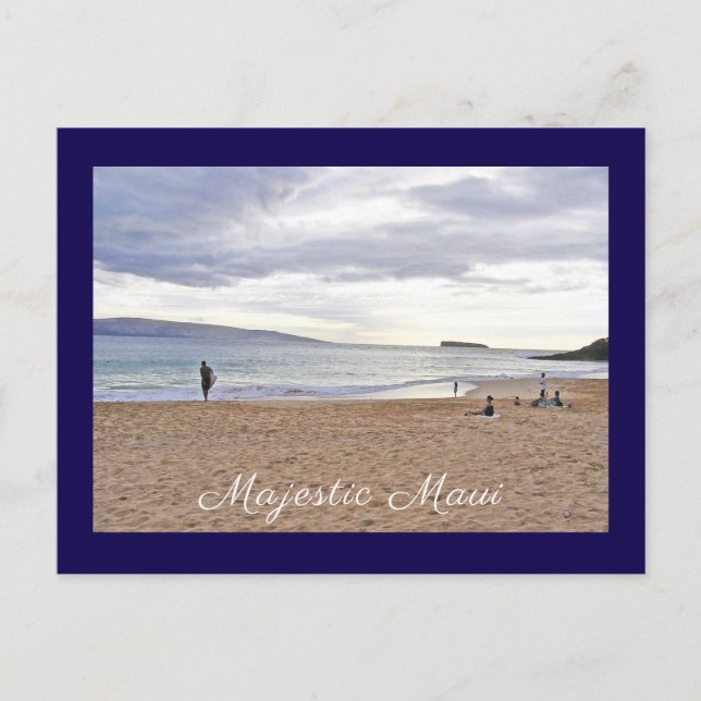 "Majestic Maui"/MENSCHEN AM STRAND, GEWARTET ZUM S Postkarte (Vorderseite)