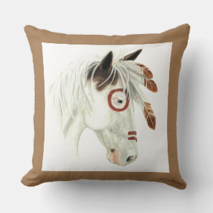 Majestic Medicine Hat Pony Horse Art by Bihrle Kissen
