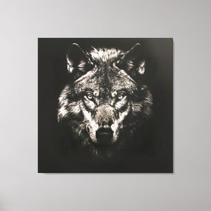 Majestic Monochrome Wild Wolf Leinwanddruck
