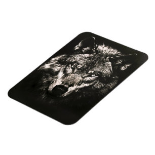 Majestic Monochrome Wild Wolf Magnet