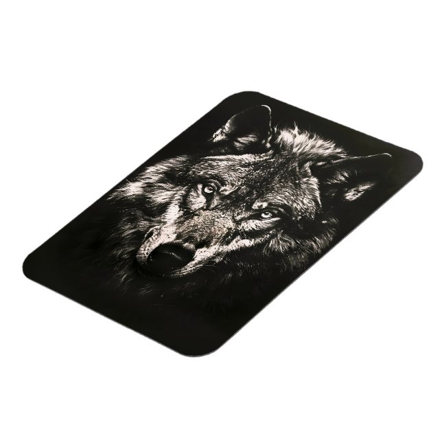 Majestic Monochrome Wild Wolf Magnet (Linke Seite)