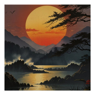 Majestic Mount Fuji Landschaft Landschaft Kunst, D Poster