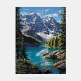 Majestic Mountain Lake Poster – Realistic Nature L