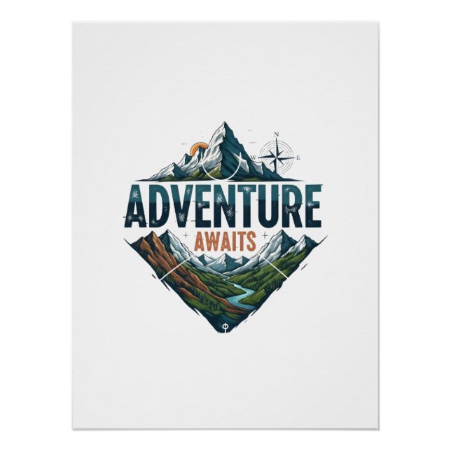 Majestic Mountain & River Adventure Art Print Poster (Vorderseite)