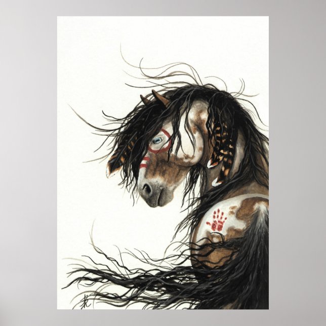 Majestic Mustang Pinto Horse von BiHrLe Poster (Vorne)