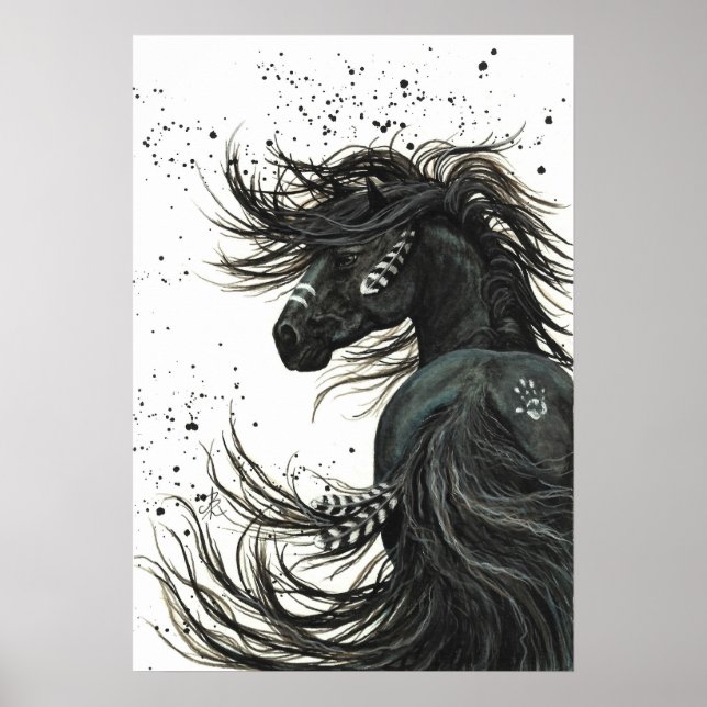Majestic Mustang von BiHrLe Black Horse Poster (Vorne)